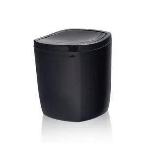 Lixeira de Banheiro Com Tampa Click Plástico Preto 7 Litros 72612 - Top Line