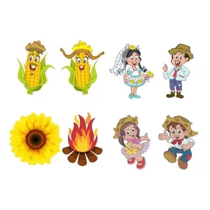 Palito Decorativo Festa Junina em Papel Cartão 250g e Bambu 20cm com 10 Unidades NC Toys Palito Decorativo Festa Junina Papel Cartão 250g e Bambu 10 Unidades NC Toys