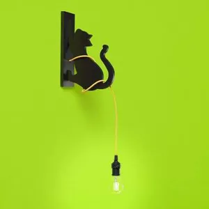 Arandela Gato Carambola Linha Bright Preto E27 40 W