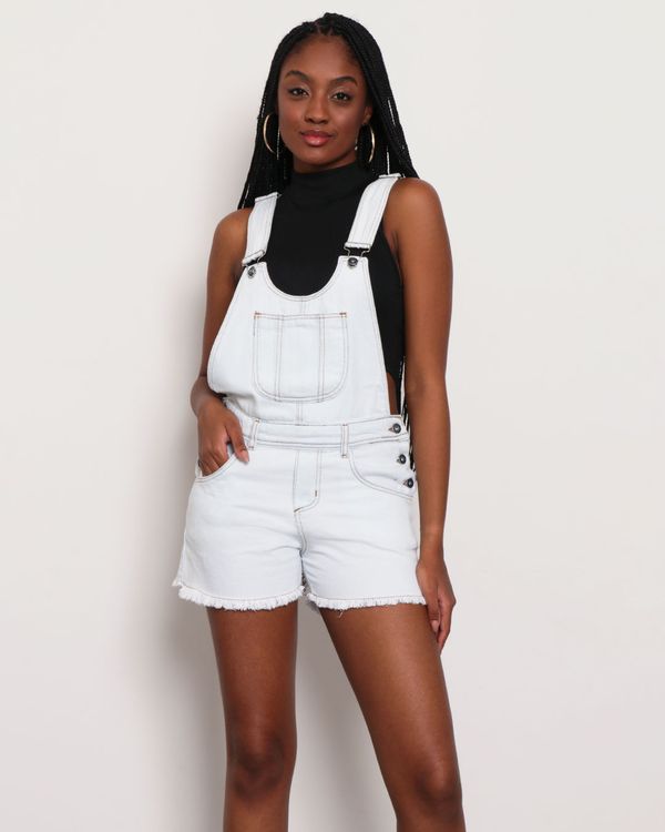 Jardineira Jeans Feminino Destroyed Azul Claro 36