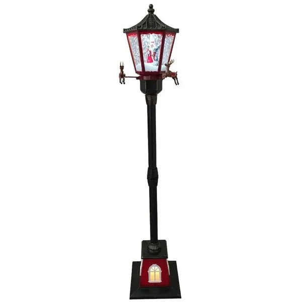 Poste Decorativo de Natal Lanterna Papai Noel com Iluminação LED Neve Simulada Movimentos Bivolt Vermelho Iracema Poste Decorativo de Natal Lanterna Papai Noel com Neve Simulada LED Bivolt Vermelho Iracema