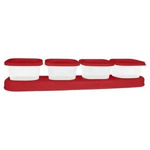 Kit Porta Temperos Plástico Vermelho 4 Peças 14,4x7,3cm - Keita