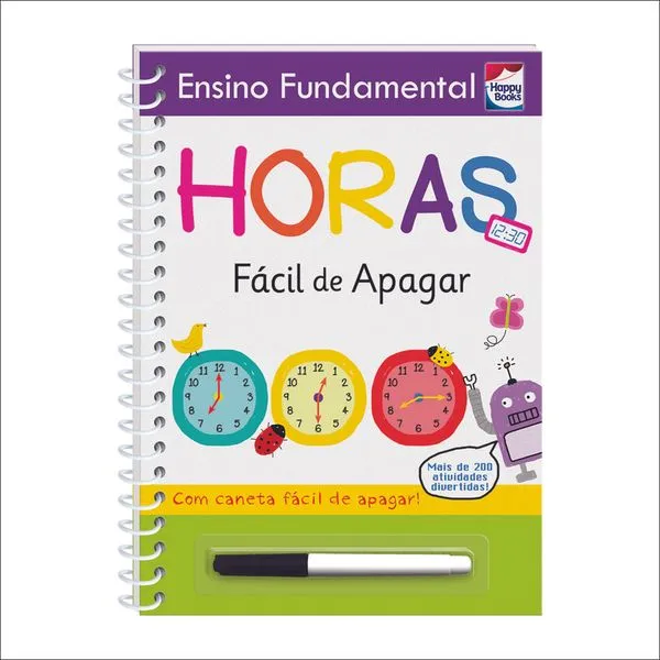 Livro - Ensino Fundamental - Fácil de Apagar - Horas - Happy Books