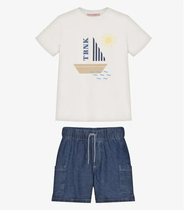 Conjunto Infantil Camiseta Com Bermuda Trick Nick Bege 1