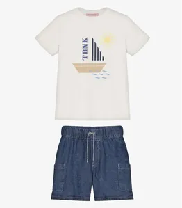 Conjunto Infantil Camiseta Com Bermuda Trick Nick Bege 1