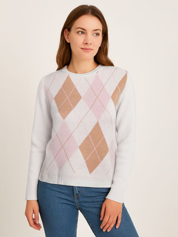 Blusão Tricot Xadrez Argyle Feminino BEGE P