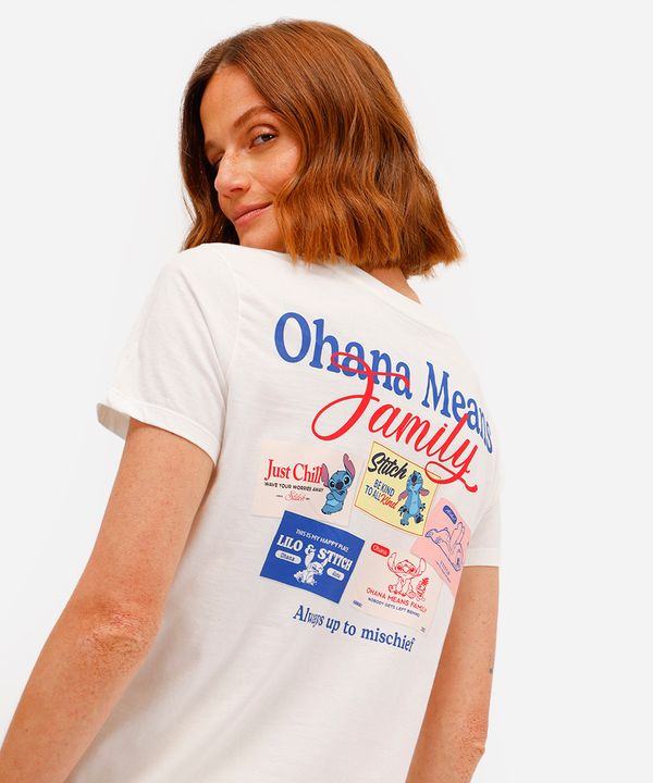 camiseta feminina manga curta stitch off white M
