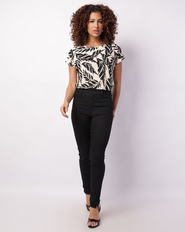 Calça Jeans Feminina Skinny Donatta Com Zíper Preta 44