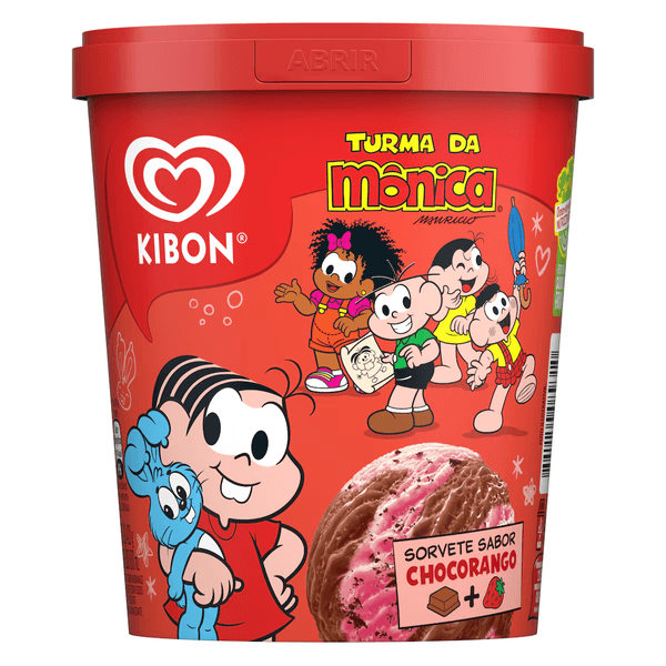 Sorvete Kibon Turma da Mônica Sabor Chocolate com Morango 800ml