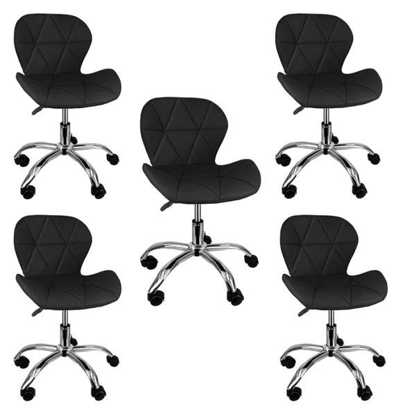 Kit 5 Cadeiras Giratórias Estofadas Slim Office