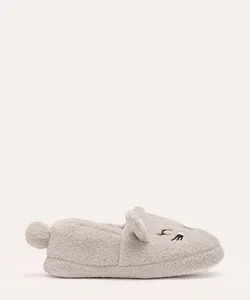 pantufa infantil de pelúcia coelho cinza 27-28