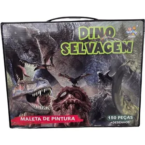 Maleta de Pintura Dino Selvagem com 150 Peças Que Estimula Imaginação e Habilidades Verde Toy King
