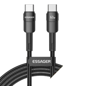 Cabo Essager USB-C para USB-C 1.0M Nylon 60W EXCTT2-XC01-P Preto