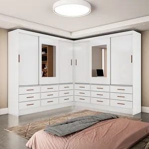 Closet Sevilha 6 Portas Casal Duplo com Espelho 18 Gavetas Carioca Moveis Branco