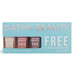 Kit Esmalte Cathy Beauty Free Unplug Trio 3 Unidades de 9ml cada