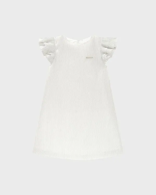 Vestido Menina Evasê Em Tecido Plissado - Carinhoso Cinza - 14