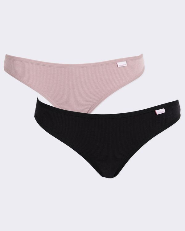 Kit 2 Calcinhas Feminina Biquíni Canelada Rosa E Preta G