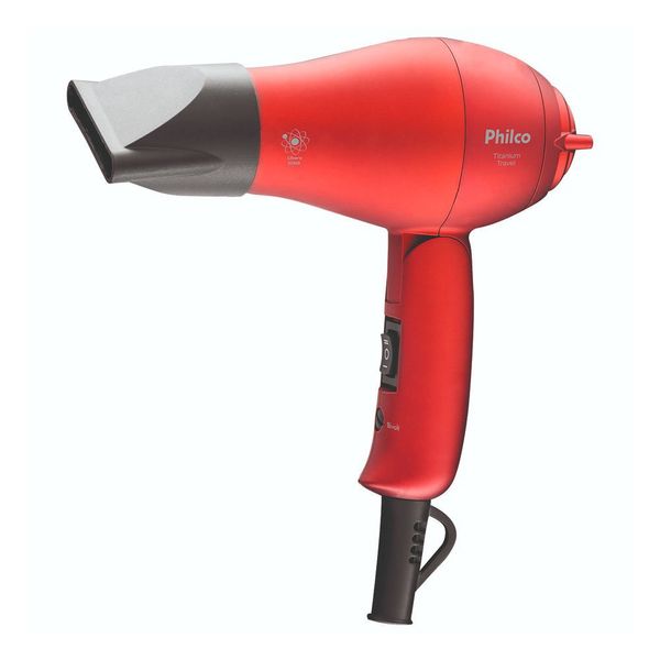 Secador de Cabelo Philco 1000/750W Vermelho Bivolt Titanium Travel Cabo Dobrável 2 Velocidades Íon Secador de Cabelo Titanium Travel Cabo Dobrável 2 velocidades - Philco