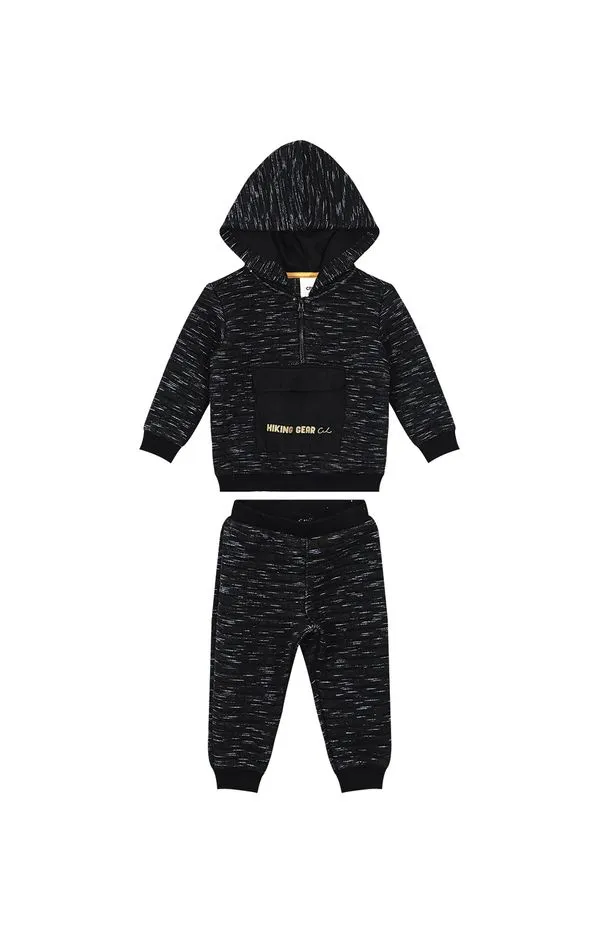 Conjunto Menino Bolso Frontal Em Matelassê Carinhoso Preto - 1