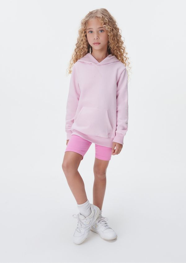 Blusão Básico Infantil Unissex Em Moletom Com Capuz - Rosa 012