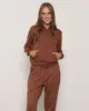 Blusão Feminino Matelassê Com Capuz Marrom GG