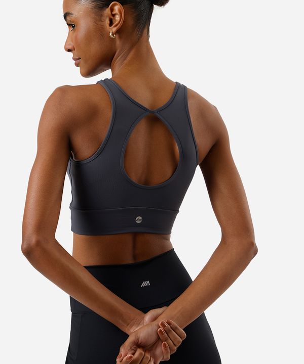 top feminino esportivo de poliamida cinza GG