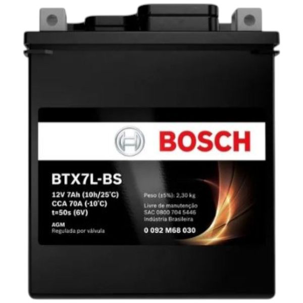 Bateria Moto Bosch 12V 7AH BTX7L-BS (MP)