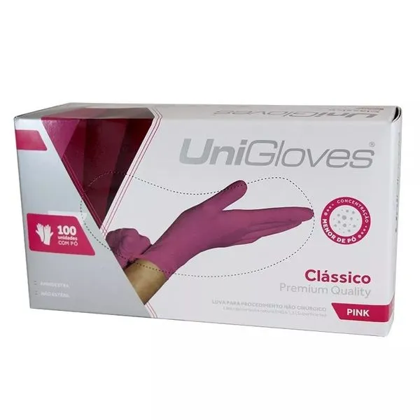 Luva Proc Unigloves 100un G Pink
