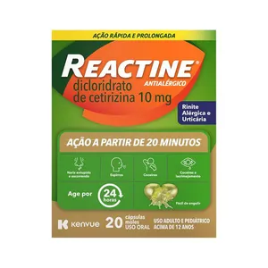 Reactine Dicloridrato De Cetirizina 10mg Com 20 Capsulas