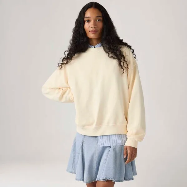 Moletom Levi's® Boxy Crewneck French Terry Amarelo Claro - S USA | P BR