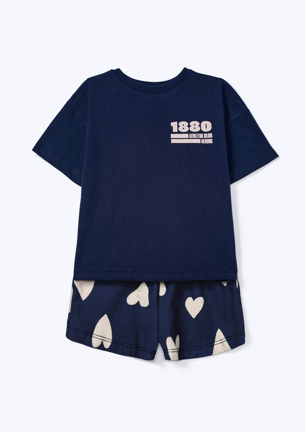 Conjunto Infantil Menina Curto Estampado - Azul 010