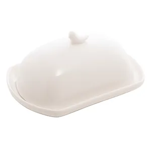 Manteigueira Wolff Porcelana detalhes Birds Branco