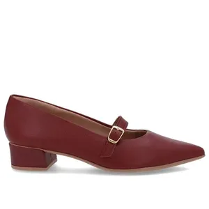 Scarpin Vermelho Couro Bico Fino Tira 38