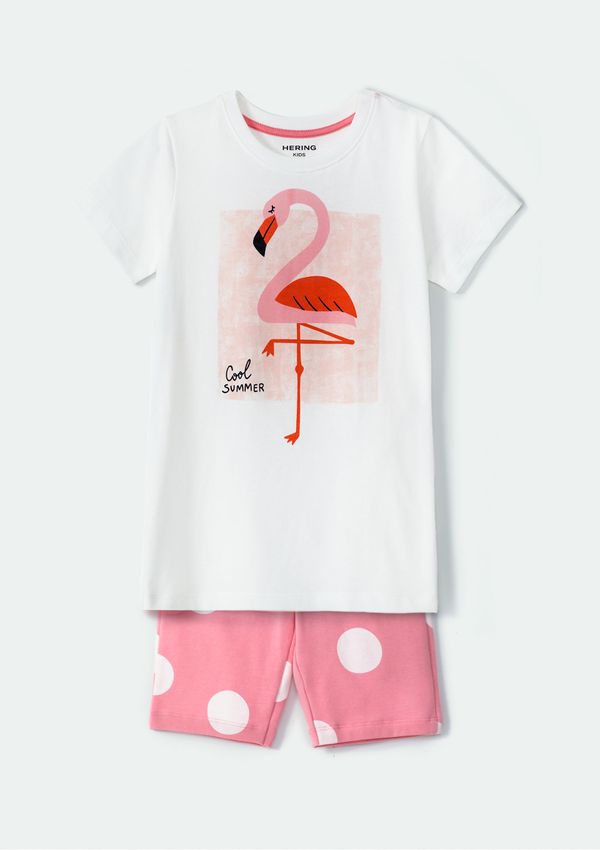 Conjunto Infantil Menina Curto Com Estampa - Off white 006