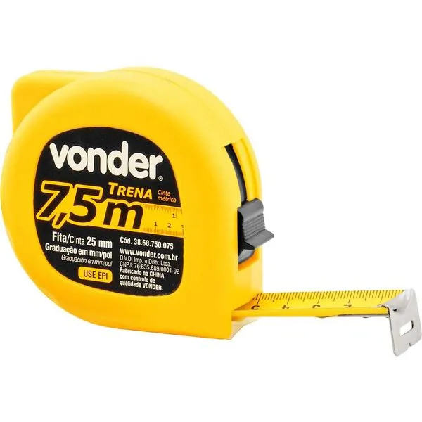 Trena com Trava 7,5mx25mm Corpo Plástico sem Alça Nylon - VONDER