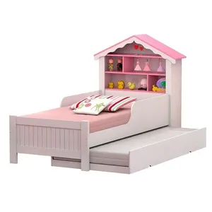 Bicama Solteiro Menina Casa De Princesa Infantil Branco Rosa