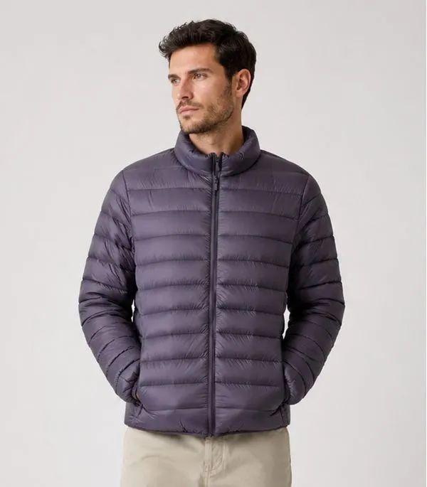 Jaqueta Masculina Puffer Em Poliamida All Free Cinza G