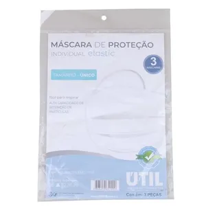 Máscara de Proteção TNT com 3 Unidades Útil Branca