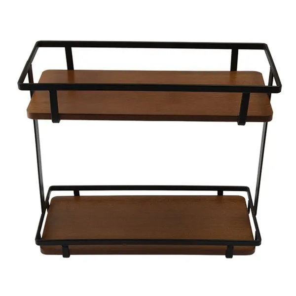 Organizador Porta Tempero com 2 Prateleiras Ferro e Bambu 27,5x12x24,5cm LM4268BEL - honeyhome
