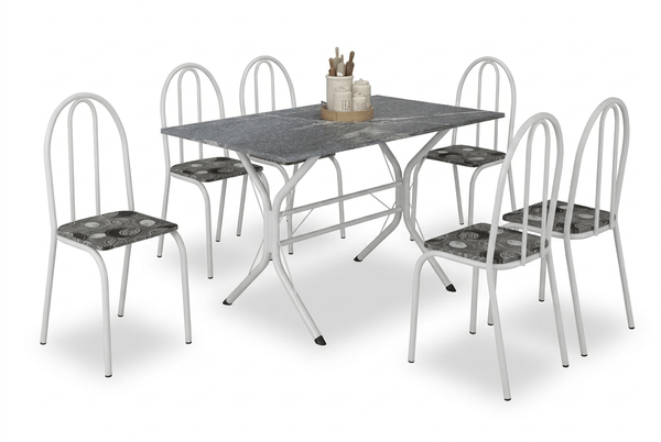 Conjunto de Mesa Ubatuba com 6 Cadeiras Paraopeba Branca - Teixeira