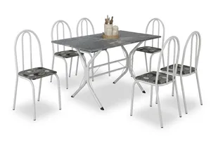Conjunto de Mesa Ubatuba com 6 Cadeiras Paraopeba Branca - Teixeira