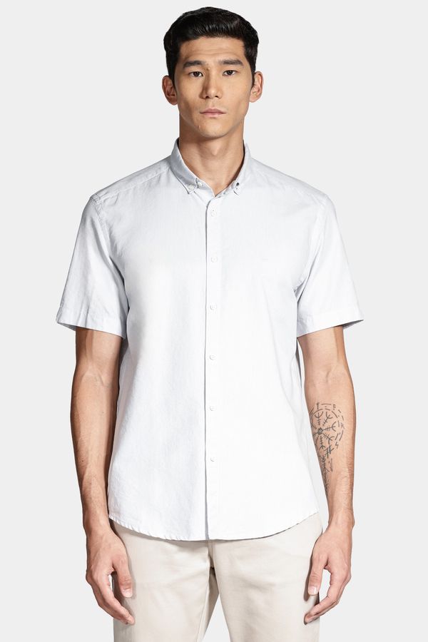 Camisa Manga Curta Move Slim Oxford Button Down Copan Azul Celeste - G