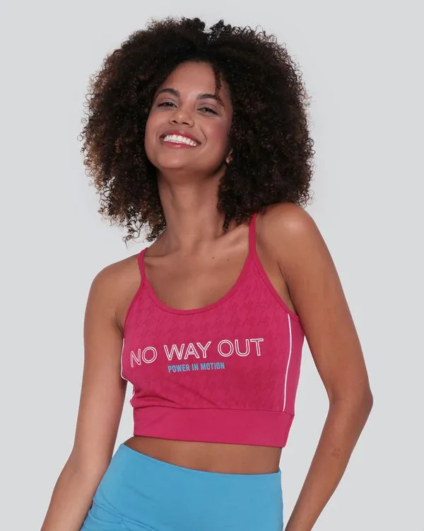 Top Fitness Alcinha Estampa No Way Out Rosa Escuro G