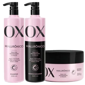 Kit OX Shampoo 500ml, Condicionador 500ml e Máscara 300ml Hialurônico