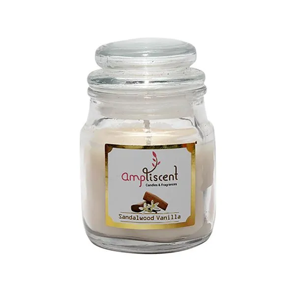 Vela Aromática Sandalwood Vanilla Com Pote de Vidro 128g 389 - Ampliscent