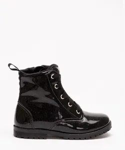 bota coturno infantil com glitter preto 18