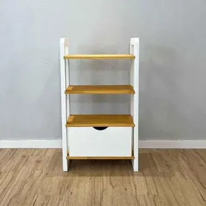 Aparador Linea Slim 4 Prateleiras 1 Gaveta Pinus 54CM Nozes e Branco