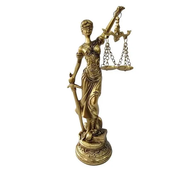 Estátua Decorativa Deusa Dama da Justiça em Resina 20cm Dourado para Escritório e Sala Mabruk Estátua Deusa Dama da Justiça em Resina 20cm Dourado para Decoração Mabruk