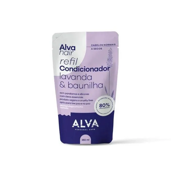 Condicionador Alva Vegano Refil para Cabelos Normais e Secos Lavanda e Baunilha 250ml COND ALVA 250ML REFIL NORMAIS E SECOS VE