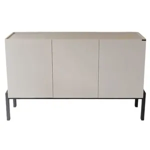 Aparador Buffet Quality Modulados Cinza Base Metalon Preto QM015 (MP)
